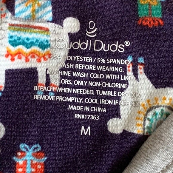 Cuddl Duds Henley Pajama 2 Piece Set Llama Gifts Womens M Joggers Pockets Purple - Picture 3 of 13